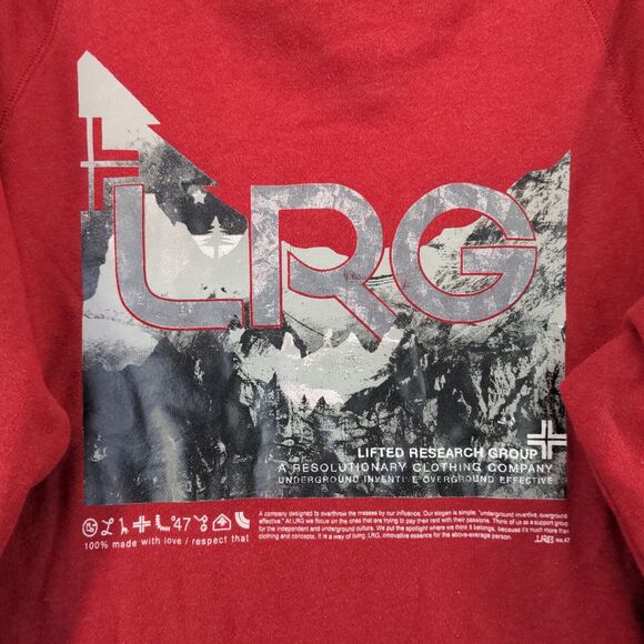 Lifted Research Group Sweatshirt Mens Size L Red Graphic Logo Pullover - Picture 9 of 13